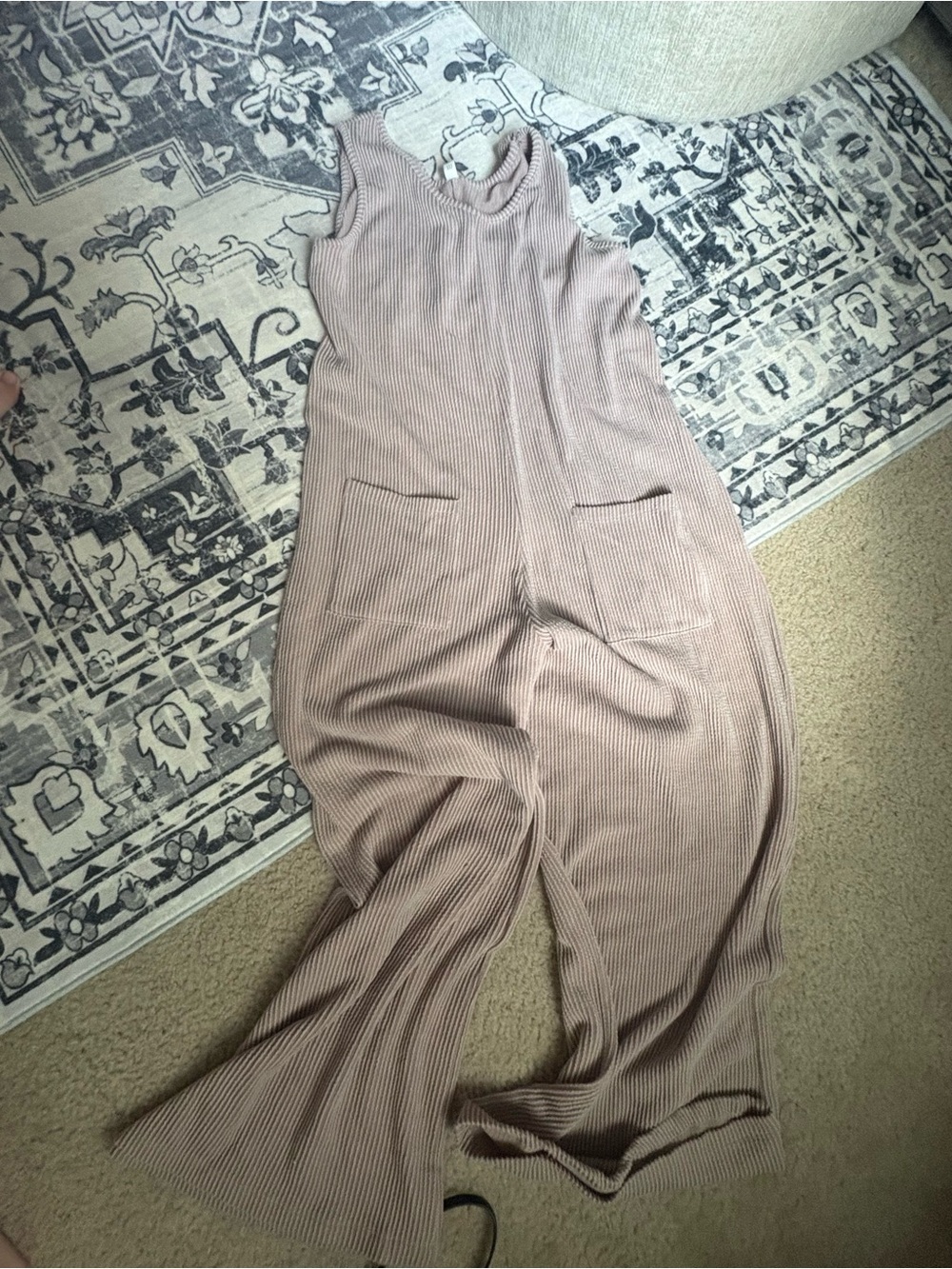 MTS Sleeveless Ribbed Wide-Leg Jumpsuit in Mauve